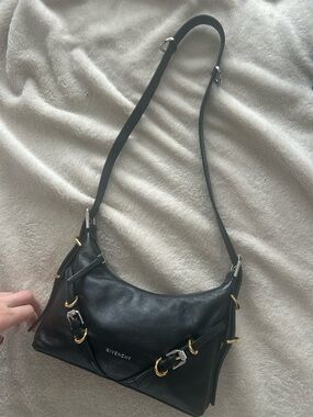 Givenchy Black Mini Voyou Leather Shoulder Bag with Mixed Metal Hardware